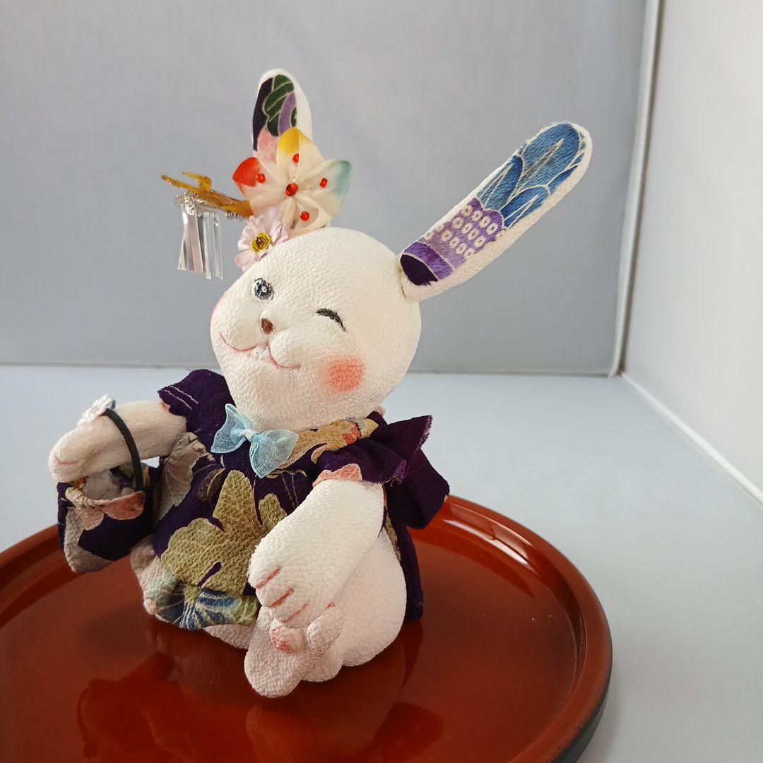 私の手作り/ウインクウサギ/古布ちりめん/かんざしもかわいく