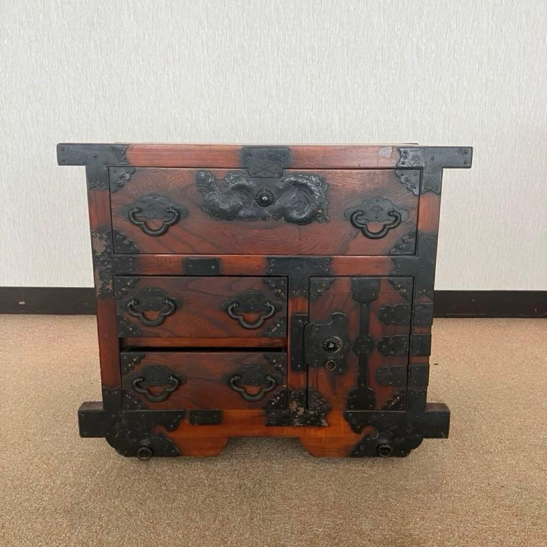 アンティーク 和箪笥　船箪笥　車箪笥　鉄金具