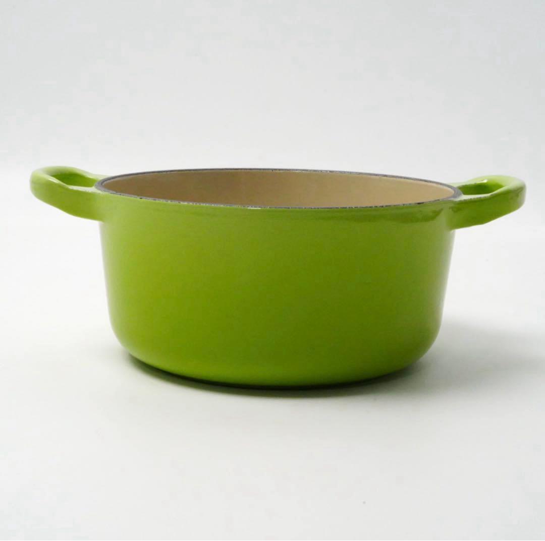 【美品】LE CREUSET　ココット ロンド フルーツグリーン　16cm