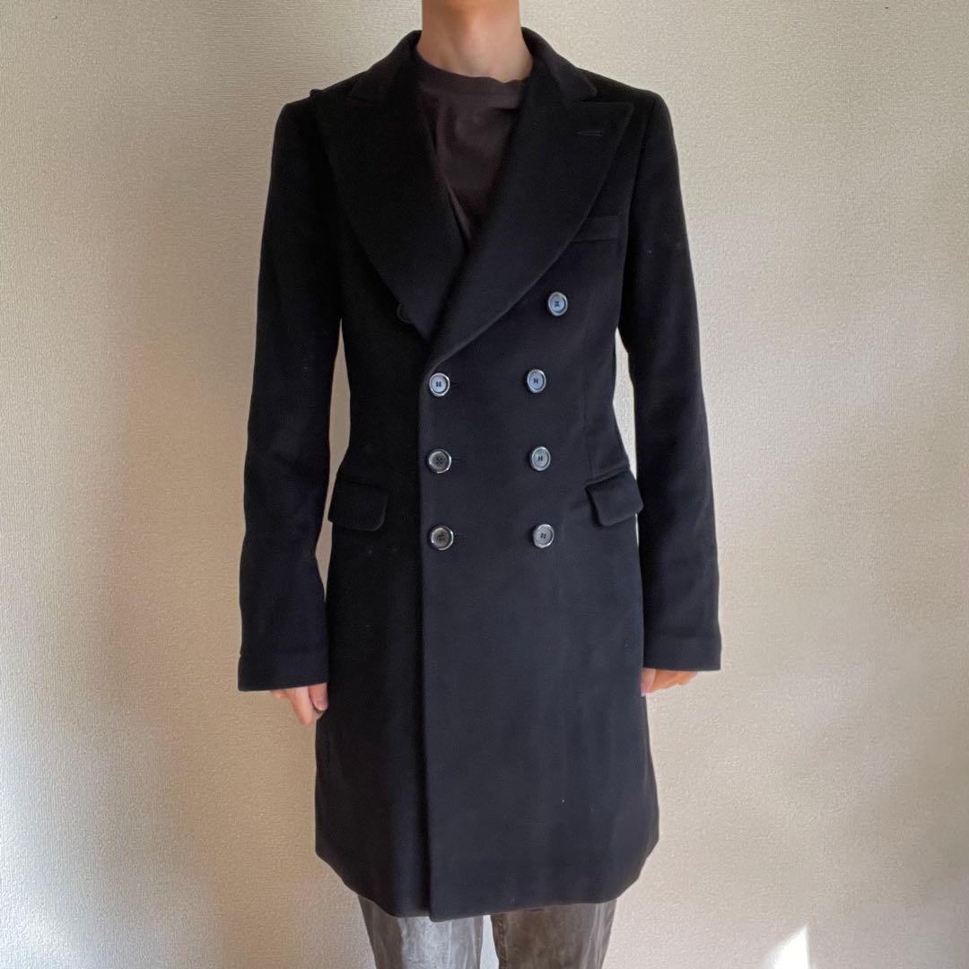 Yves Saint Laurent ダブルブレスト チェスターコート 黒