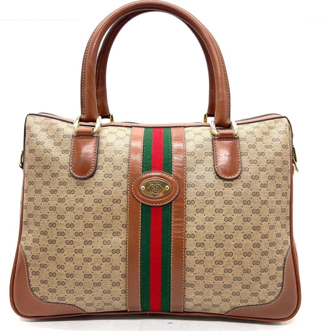 【極美品】グッチ ボストンバッグ シェリーライン マイクロGG PVC