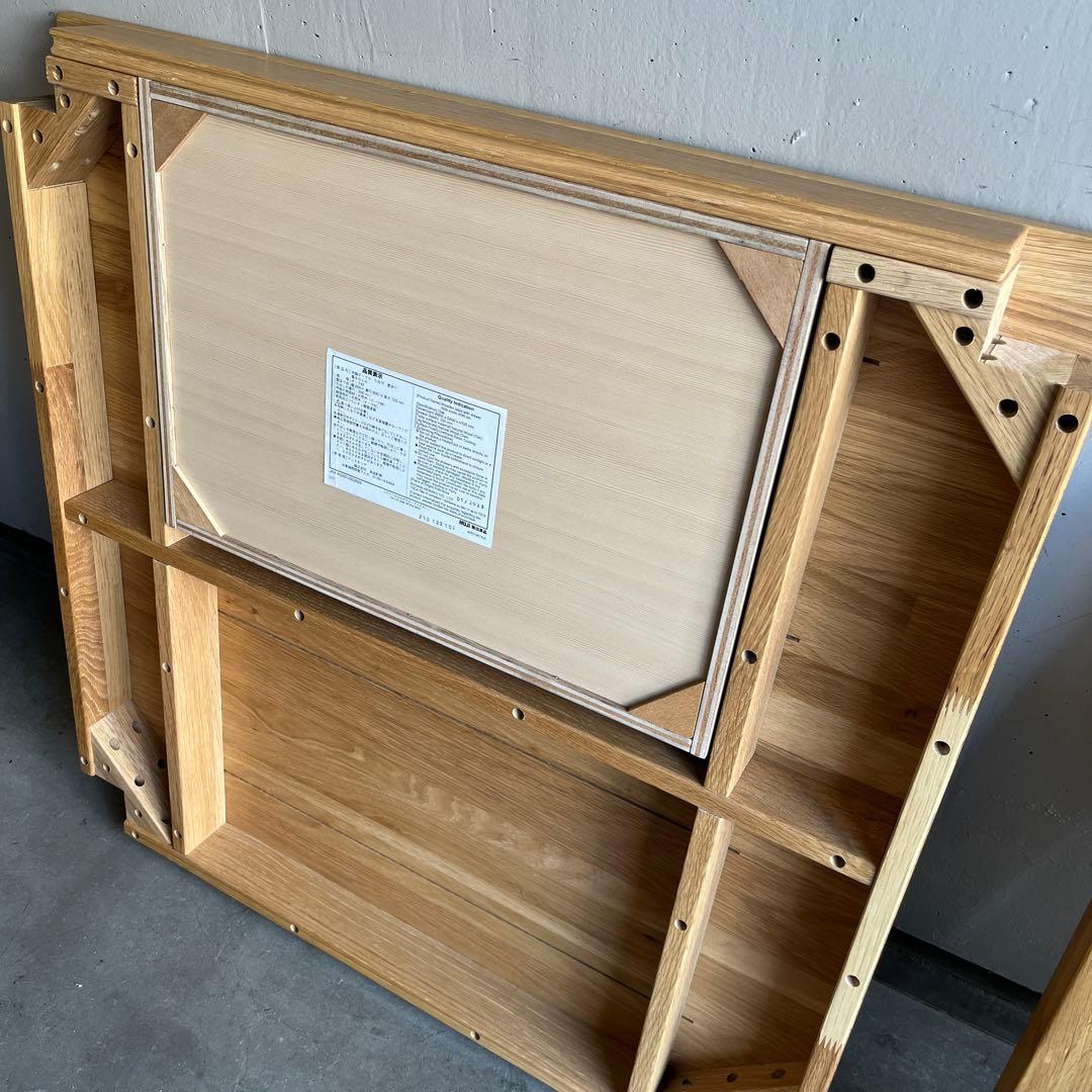 美品★無印 木製テーブル 引出付 節あり　幅８０ｃｍ・オーク材