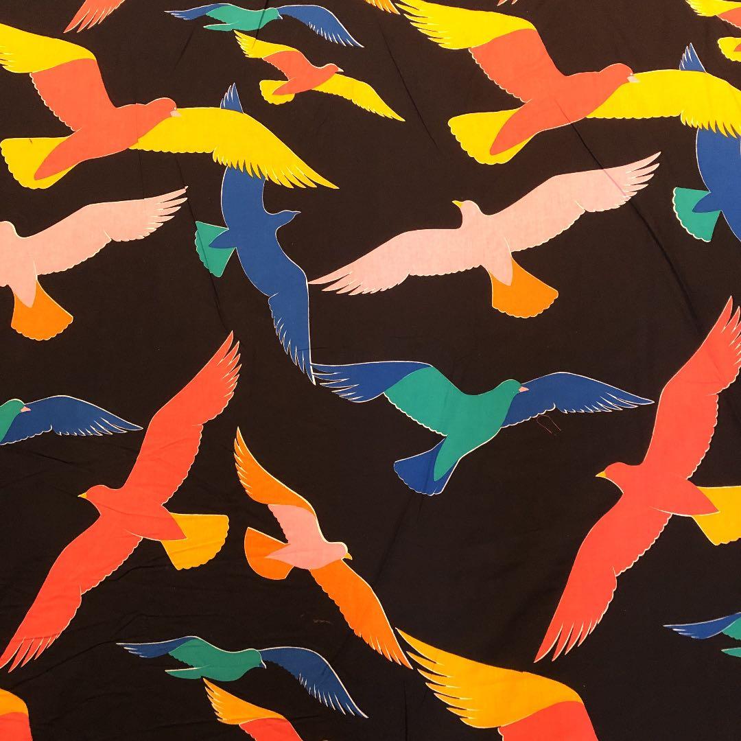 超貴重！西ドイツ製高級プリント生地　インティア 「バード」