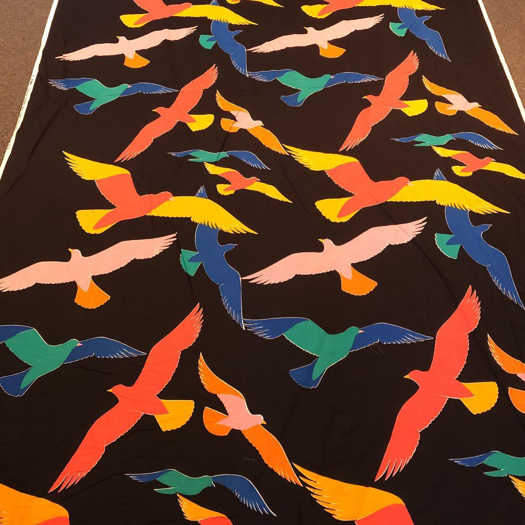 超貴重！西ドイツ製高級プリント生地　インティア 「バード」