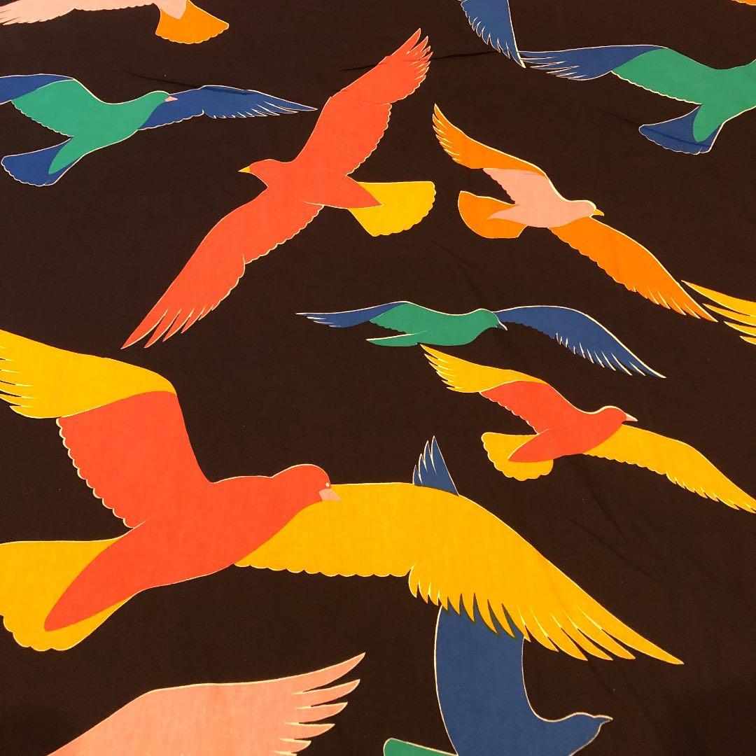 超貴重！西ドイツ製高級プリント生地　インティア 「バード」