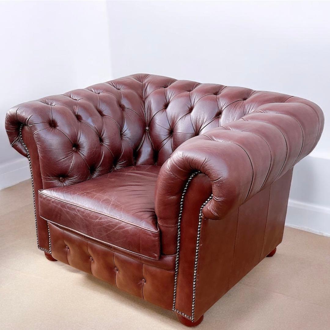 2★送料込み★チェスターフィールドソファ 一人掛け【神奈川県厚木市引取可】