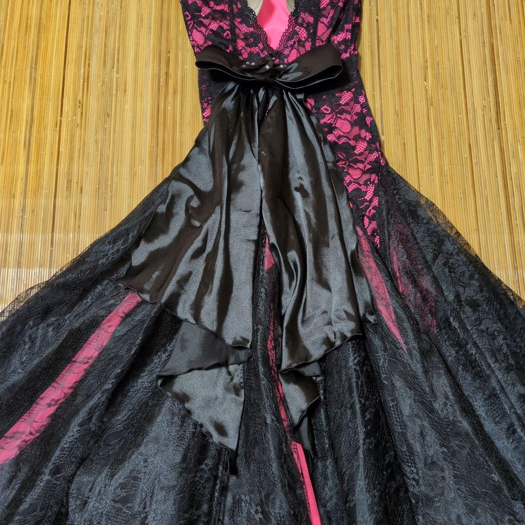 社交ダンス　ピンク黒レースドレス