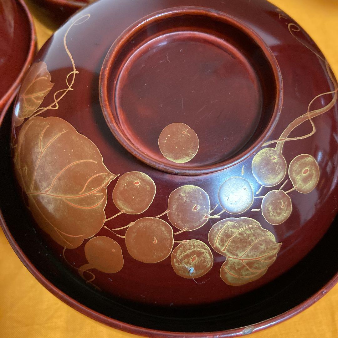 塗り椀　葡萄　螺鈿　10点　古美術　★