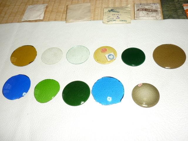 希少ガラス大正時代～紙袋付◆アメリカ製含む 丸眼鏡レンズ 色々な色両眼1000枚