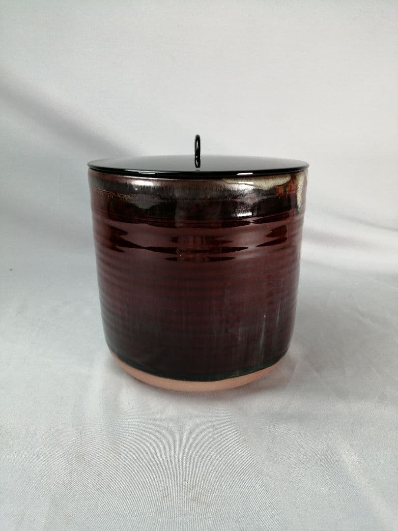 【茶道具】高取喜恵造　高取焼丸水指　水指392