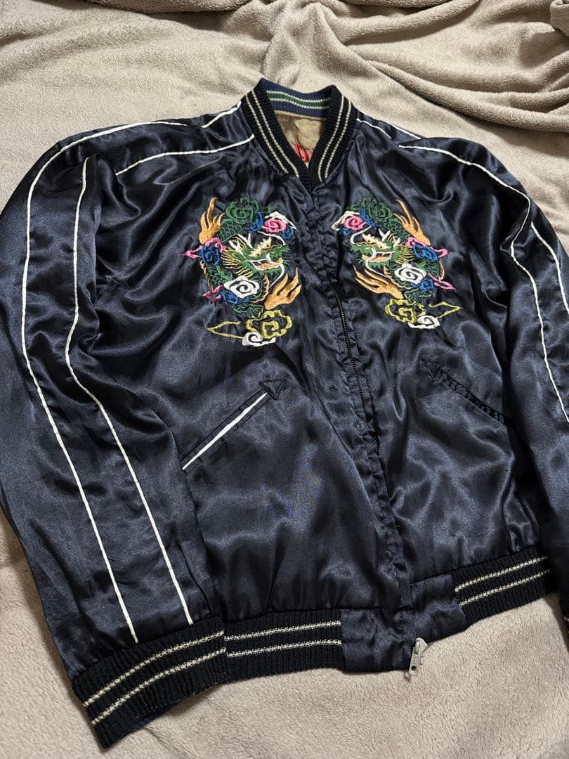 ２面用 テーラー東洋 龍 富士山 地図 日本限定 スカジャン vintage