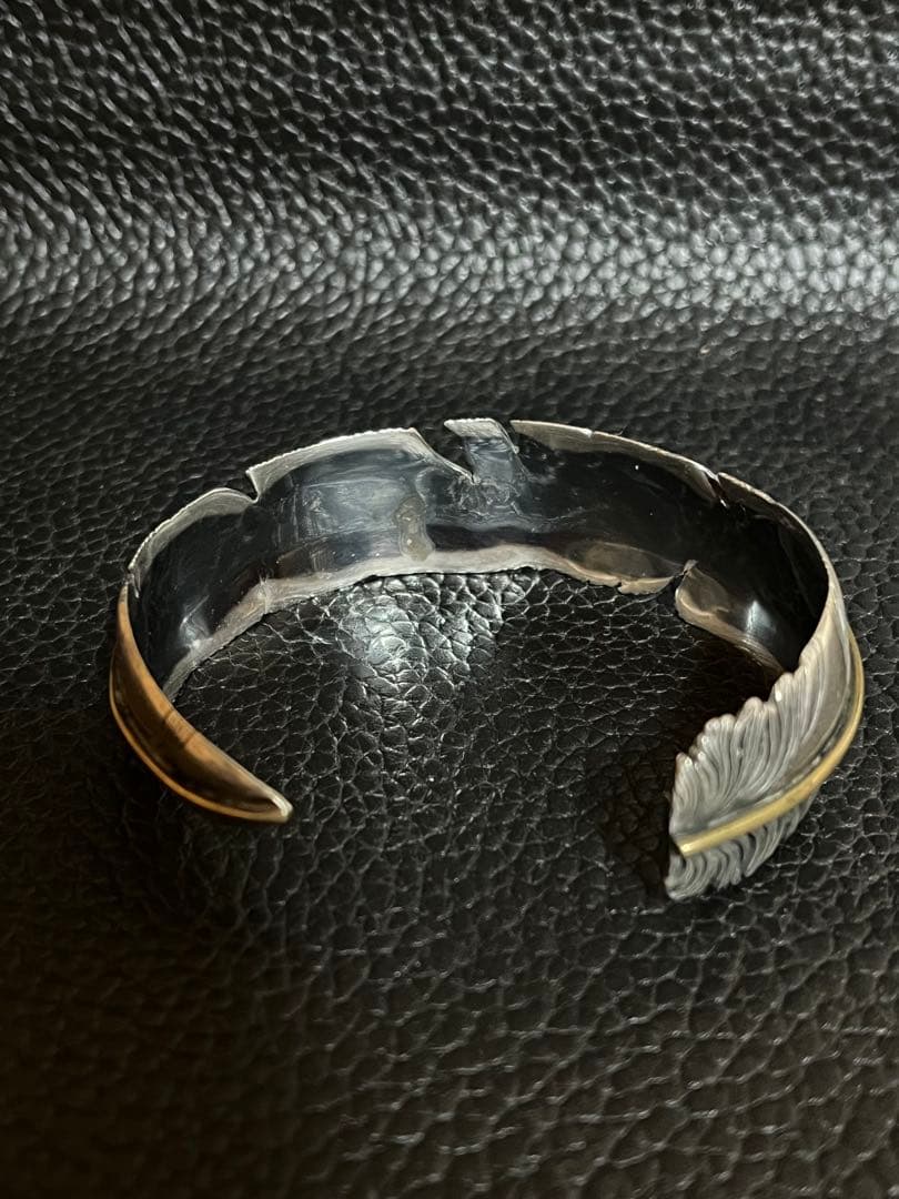 SAAD サード ブロンズライン シルバー 925 フェザー バングル