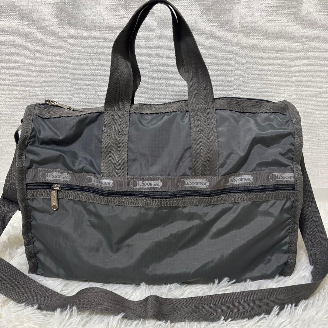 【美品】レスポートサック2wayボストンバッグ グレー　無地