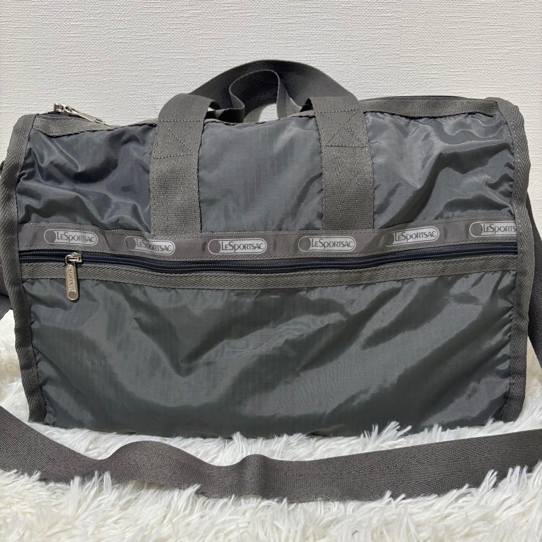 【美品】レスポートサック2wayボストンバッグ グレー　無地