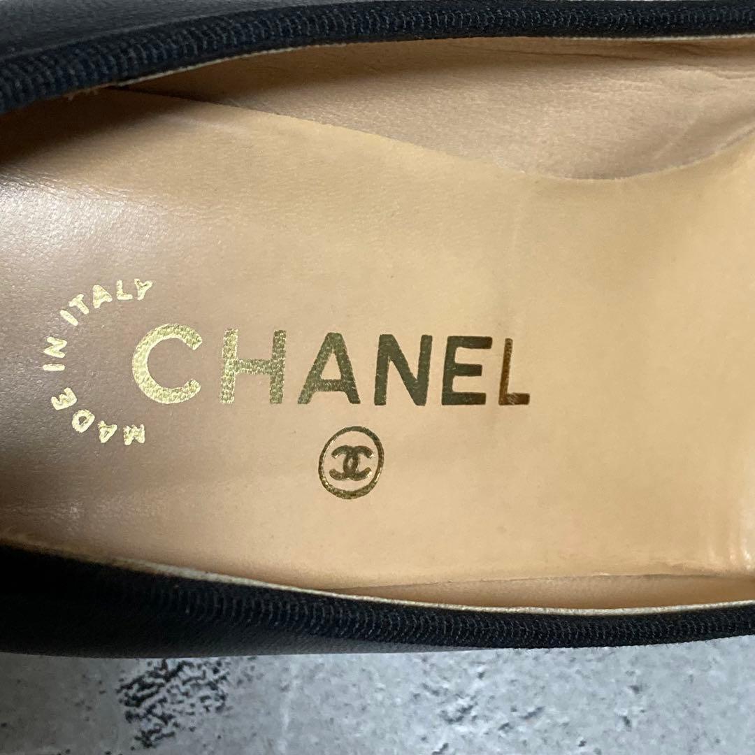 シャネル　CHANEL (38) ハイヒールパンプス　ココマーク　リボン　黒