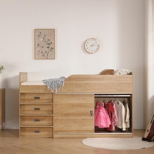 【マット付き】システムベッド ロフトベッド S 木製 高さ115cm シングル