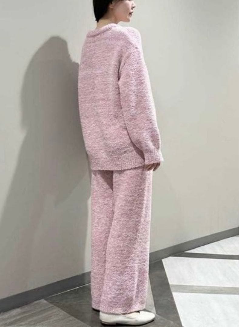 【新品】ジェラートピケ　メランジストロベリージャガードプルオーバー&ロングパンツ