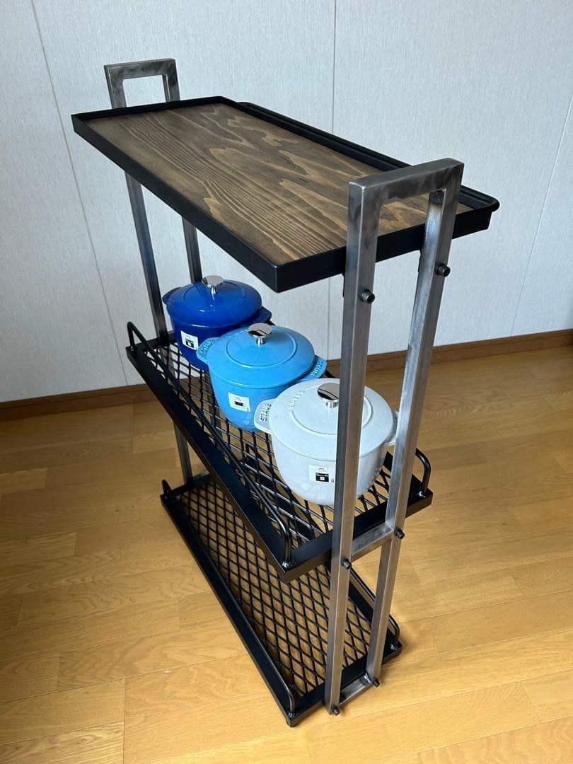 キッチン3段シェルフ　スタイリッシュ　オシャレ　アイアン家具