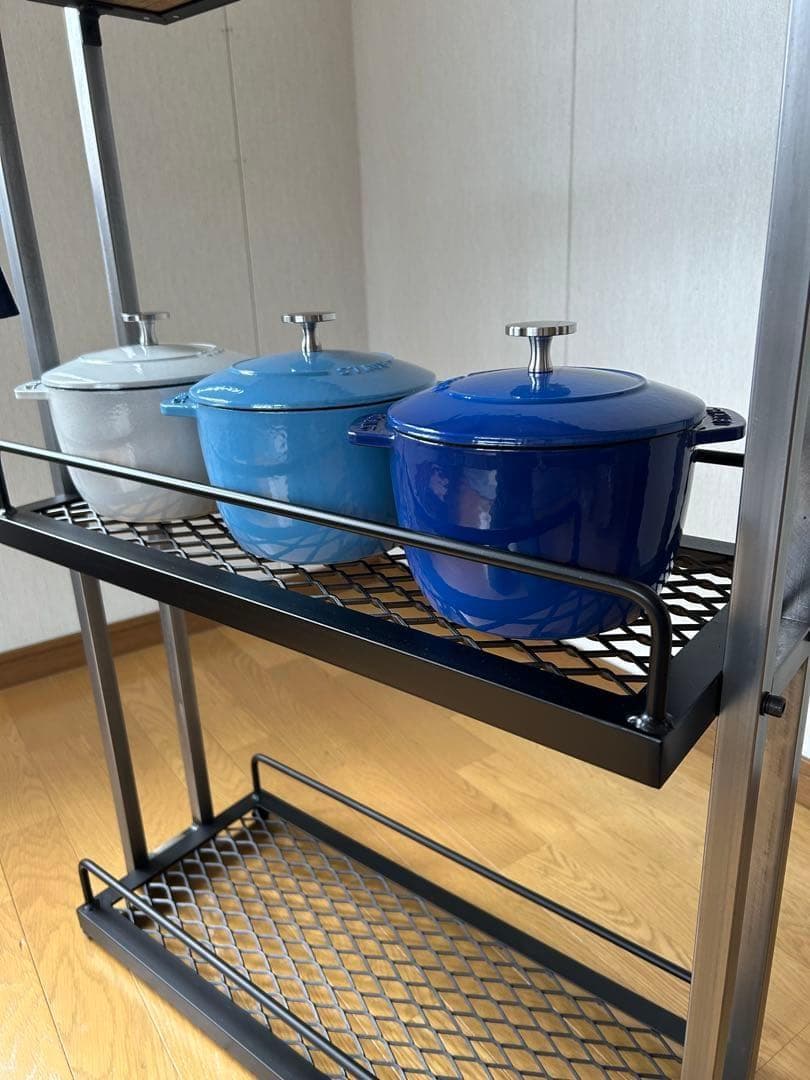 キッチン3段シェルフ　スタイリッシュ　オシャレ　アイアン家具