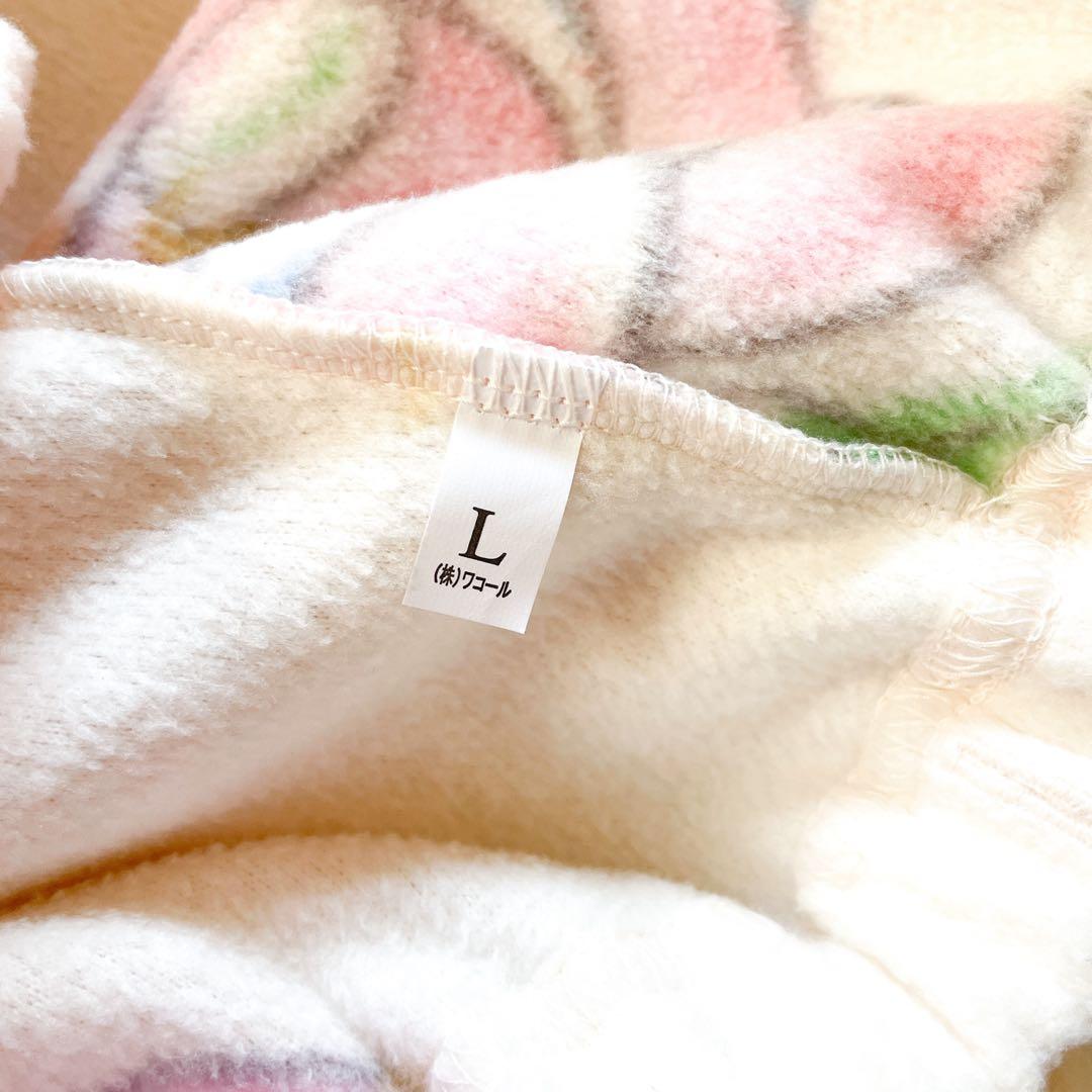 新品未使用　ツモリチサトスリープ　ワコール　ルームウェア　フリース　L 白　花柄