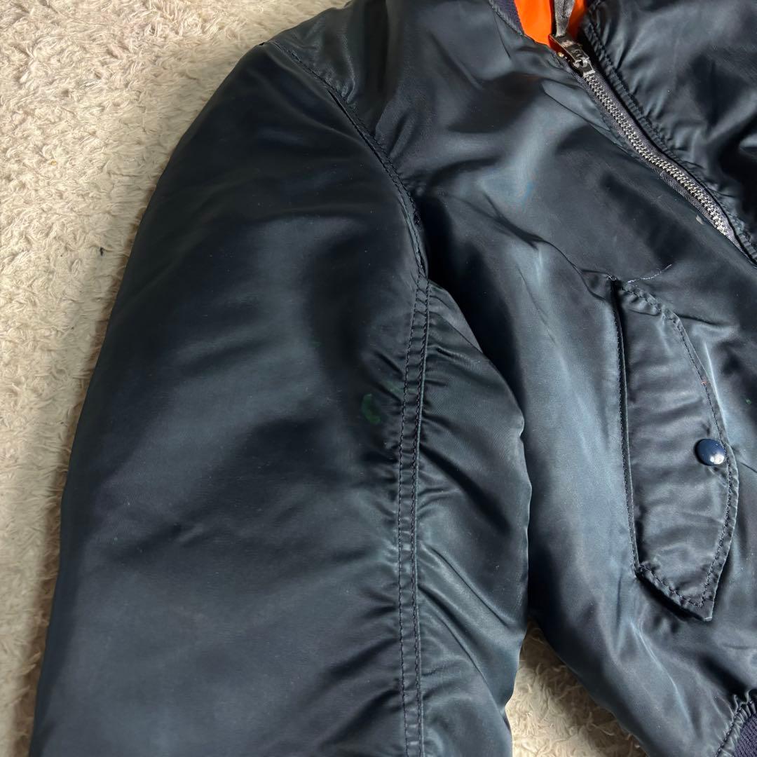 70s USA製 ALPHA MA-1 MIL-J-8279J ネイビー 米軍