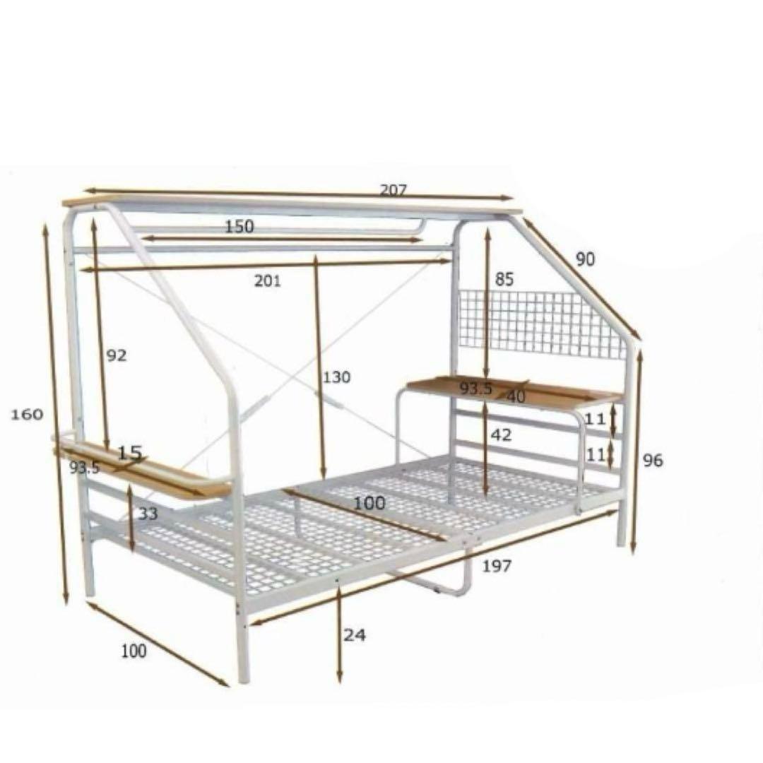 組み立て工具付　シングル　システムベッド　デスク付き ベッドフレーム