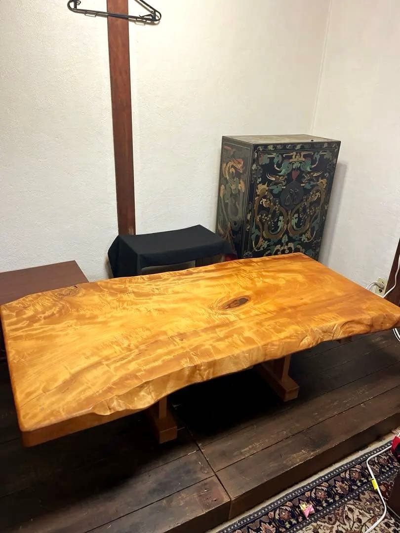 KM 天然木 白栃一枚板テーブル 高級家具