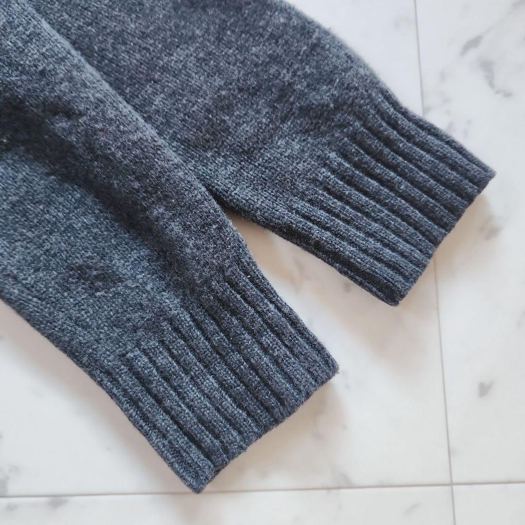 美品 ラルフローレン ニットジャケット ポニー刺繍 グレー ゆったり ウール