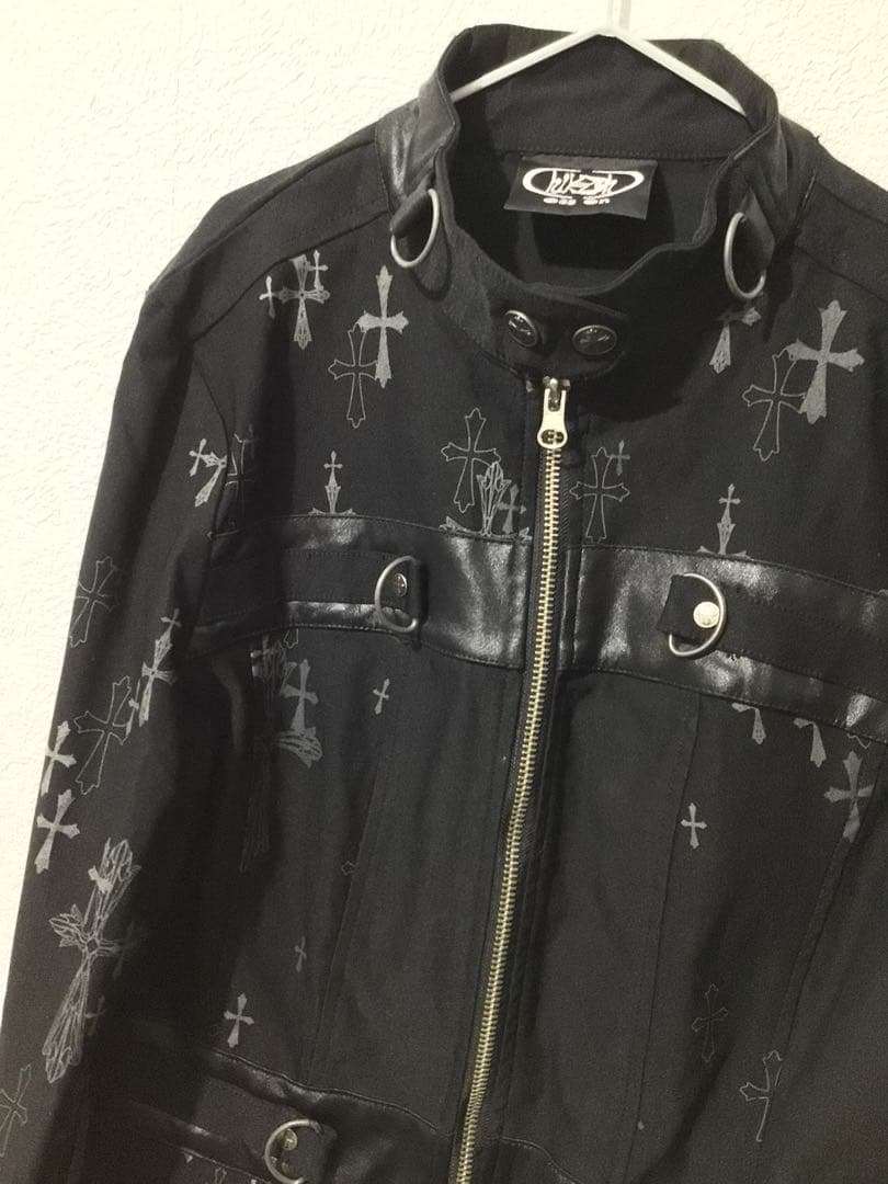 OZZON 十字架柄ジャケット　ミリタリー調　ハイネック