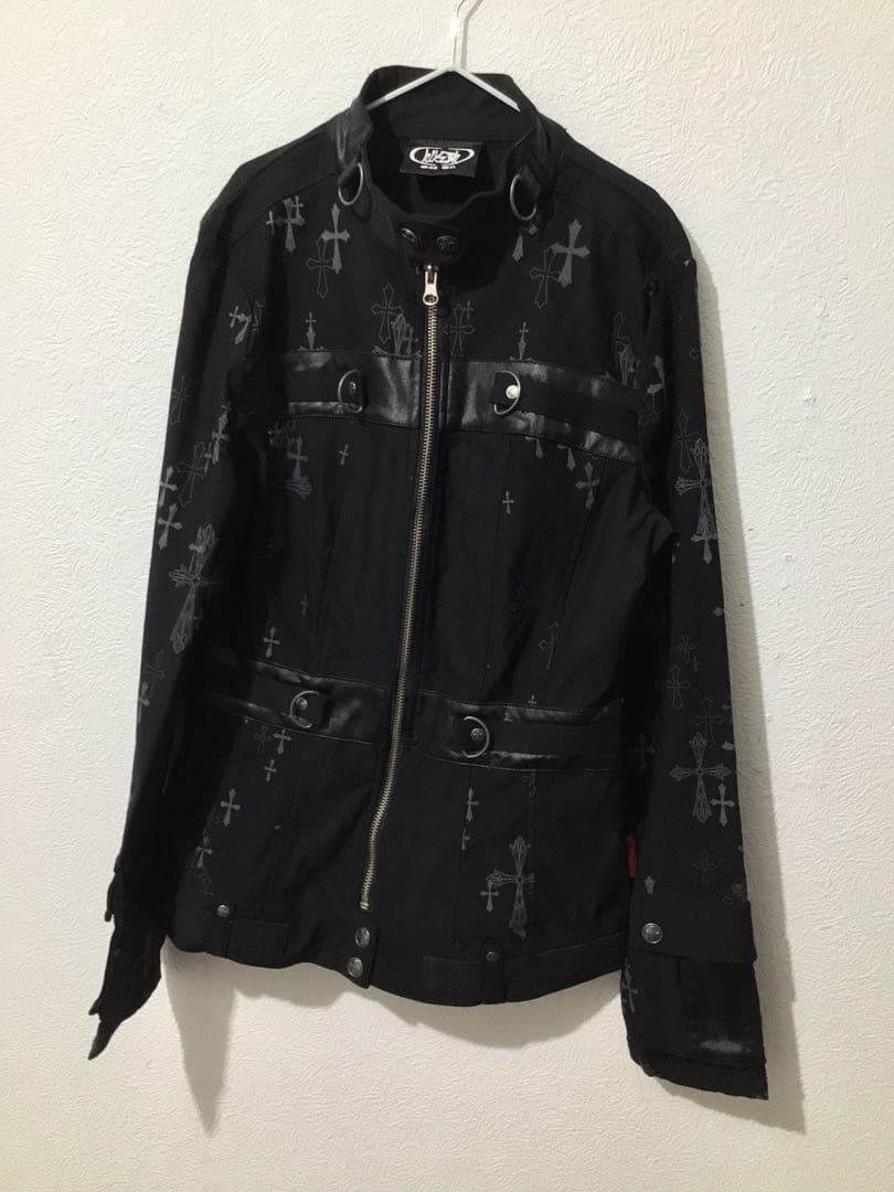 OZZON 十字架柄ジャケット　ミリタリー調　ハイネック