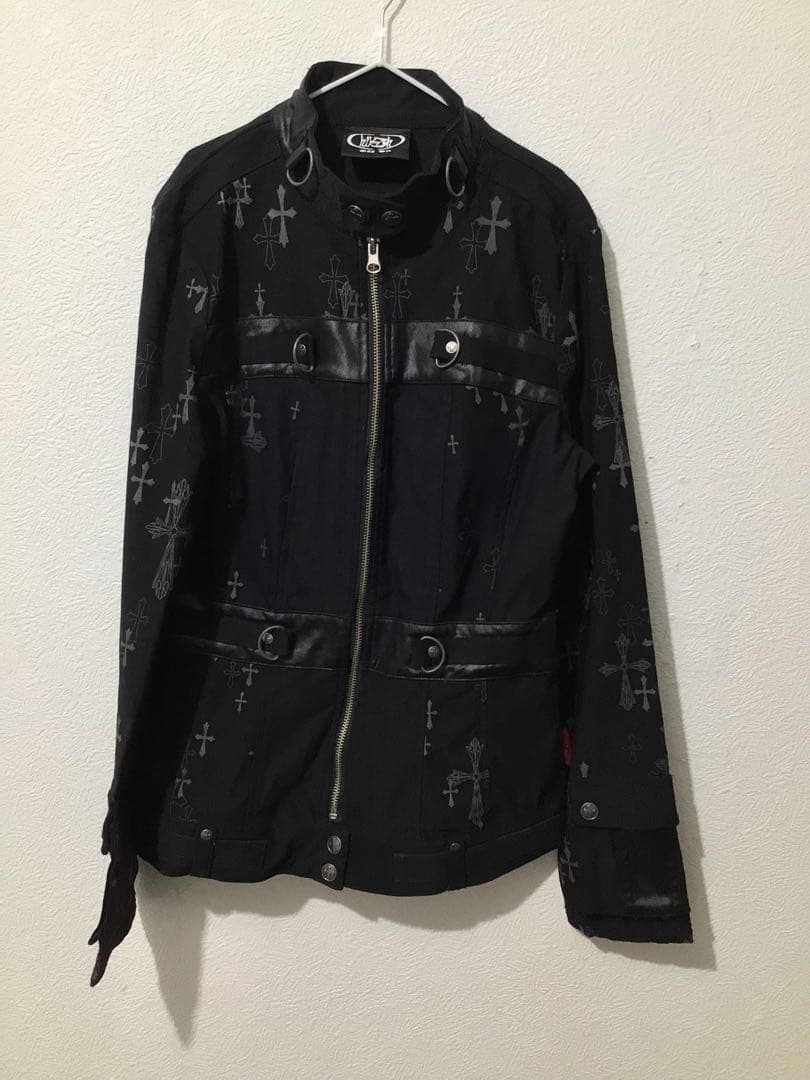 OZZON 十字架柄ジャケット　ミリタリー調　ハイネック