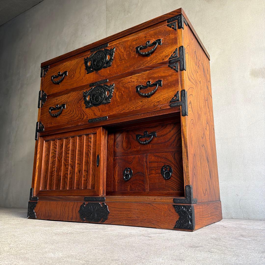 美品　岩屋堂　帳場箪笥 整理箪笥 時代箪笥 抽き出し7杯