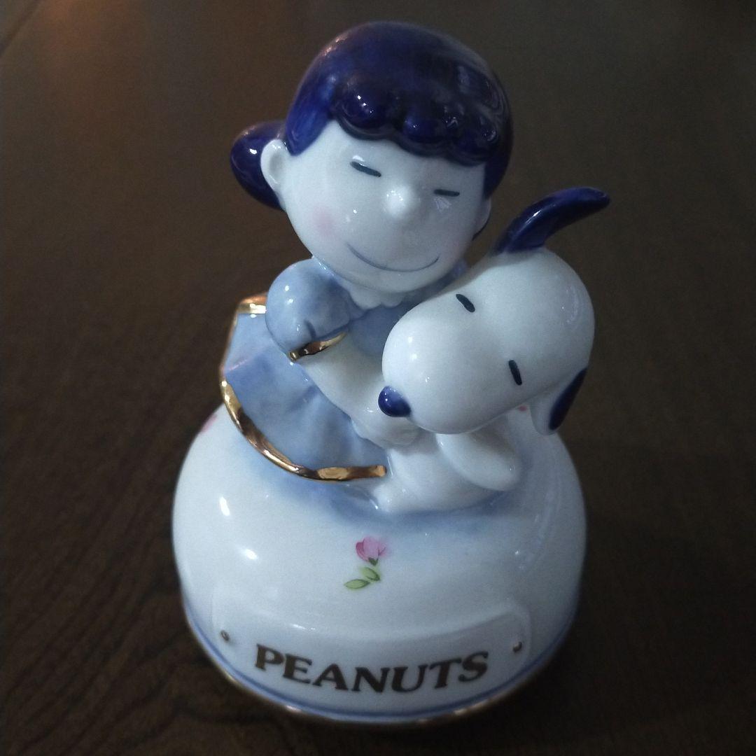 スヌーピーとルーシーのアンティークオルゴール 陶器製