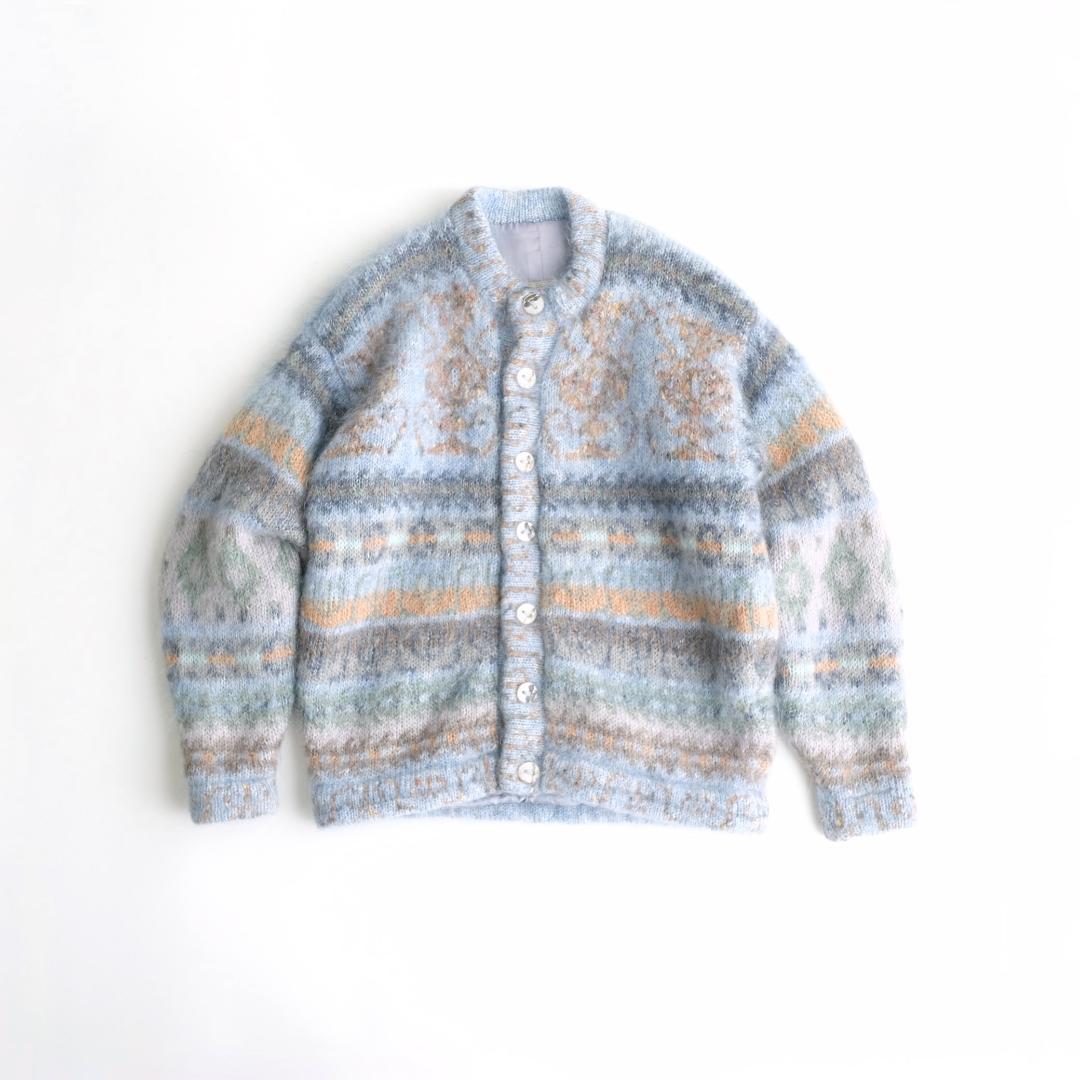 Siochain モヘヤニットカーディガン ライトブルー XL アイルランド製