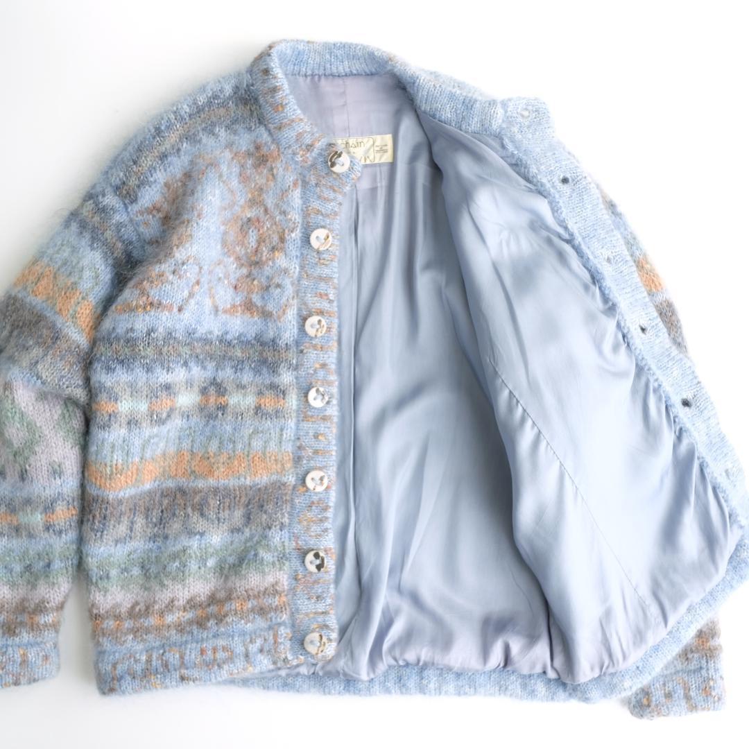 Siochain モヘヤニットカーディガン ライトブルー XL アイルランド製