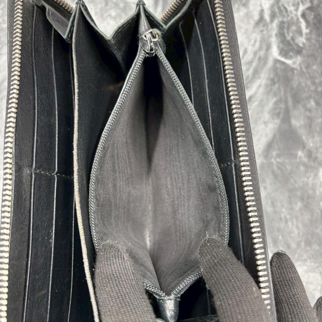 グッチ 長財布 GG シマ ラウンドジップ レザー インターロッキング チャーム