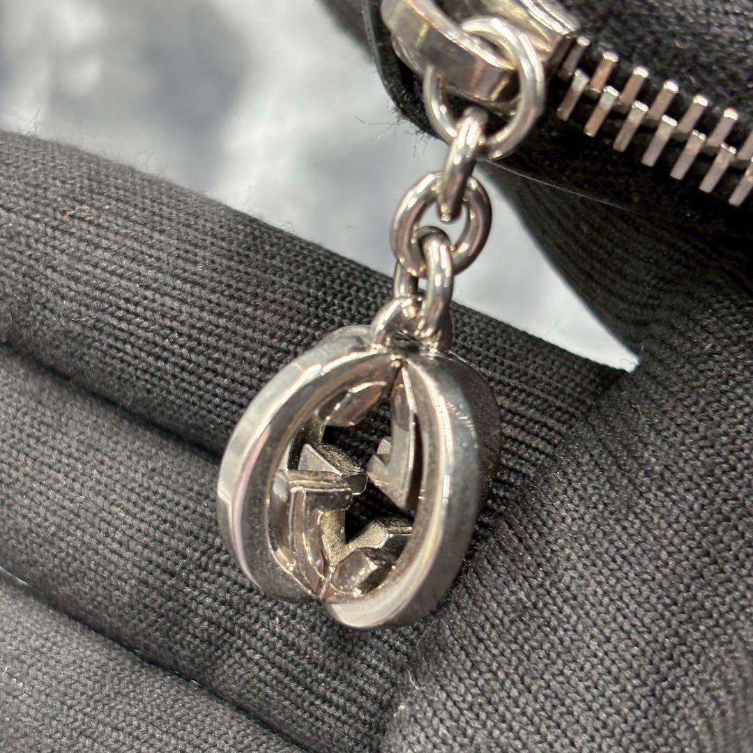 グッチ 長財布 GG シマ ラウンドジップ レザー インターロッキング チャーム