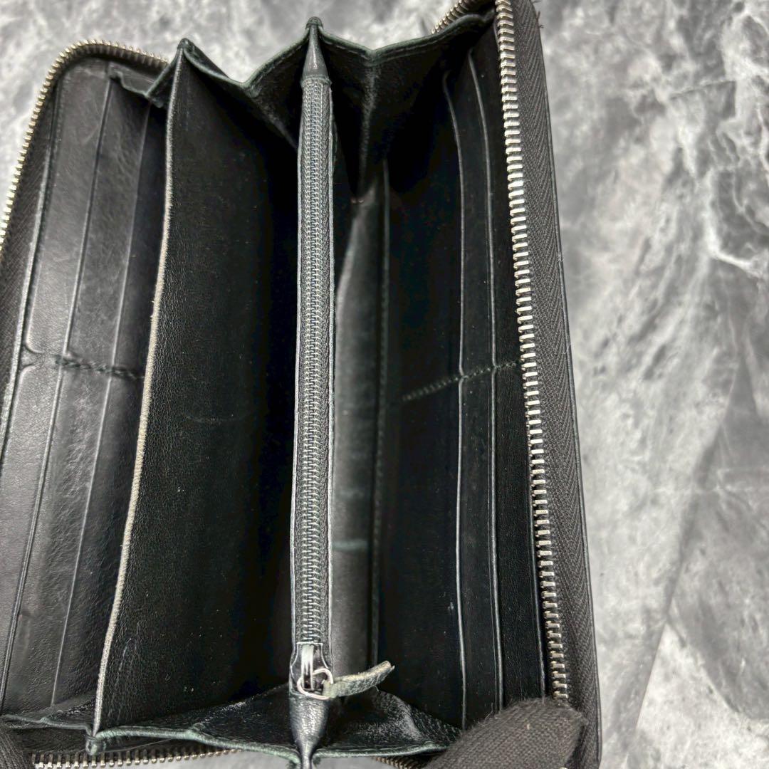 グッチ 長財布 GG シマ ラウンドジップ レザー インターロッキング チャーム