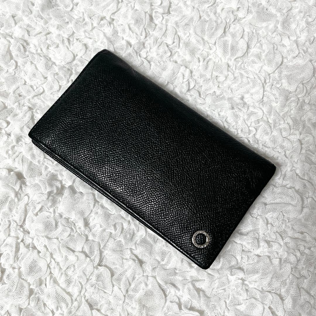 ブルガリ　長財布　レザー　本革　ブルガリマン　サークルロゴ　黒　バイカラー