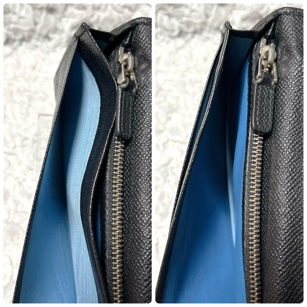 ブルガリ　長財布　レザー　本革　ブルガリマン　サークルロゴ　黒　バイカラー