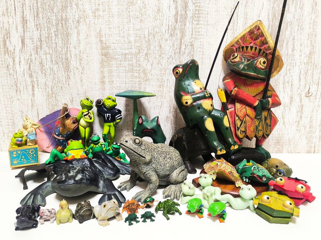 カエル 蛙 グッズ まとめ売り 陶器 鉱石 木製 楽器 幸運 置物 縁起物
