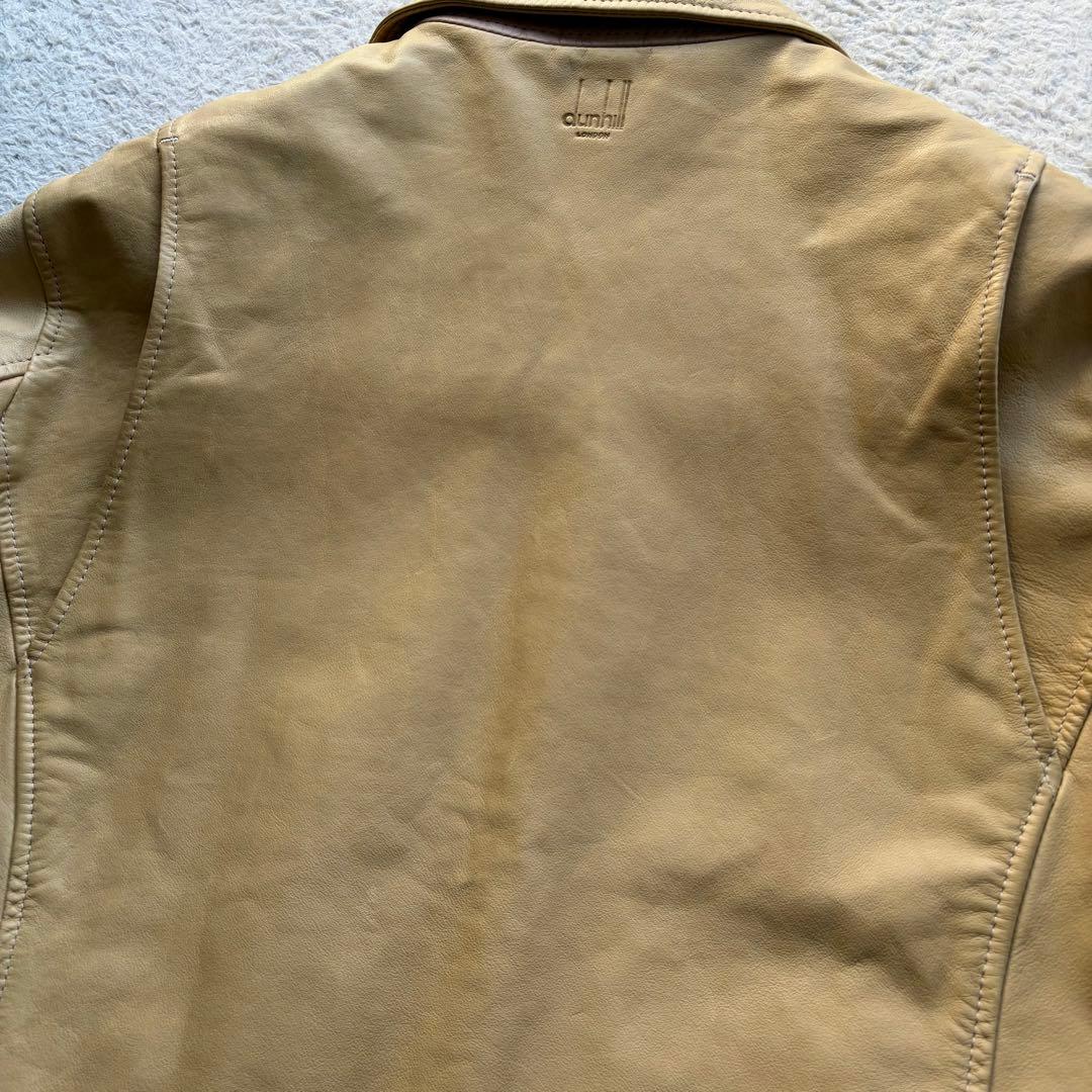 美品✨ダンヒル レザージャケット A-2 カーフスキン ロゴ型押し ベージュ S