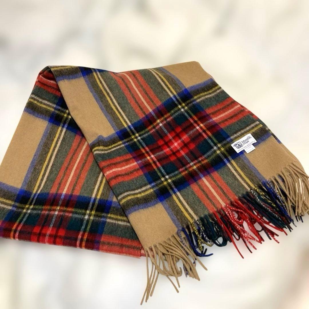 ジョンストンズ　カシミヤ　大判　ストール　ロイヤルスチュアート　ベージュ　美品