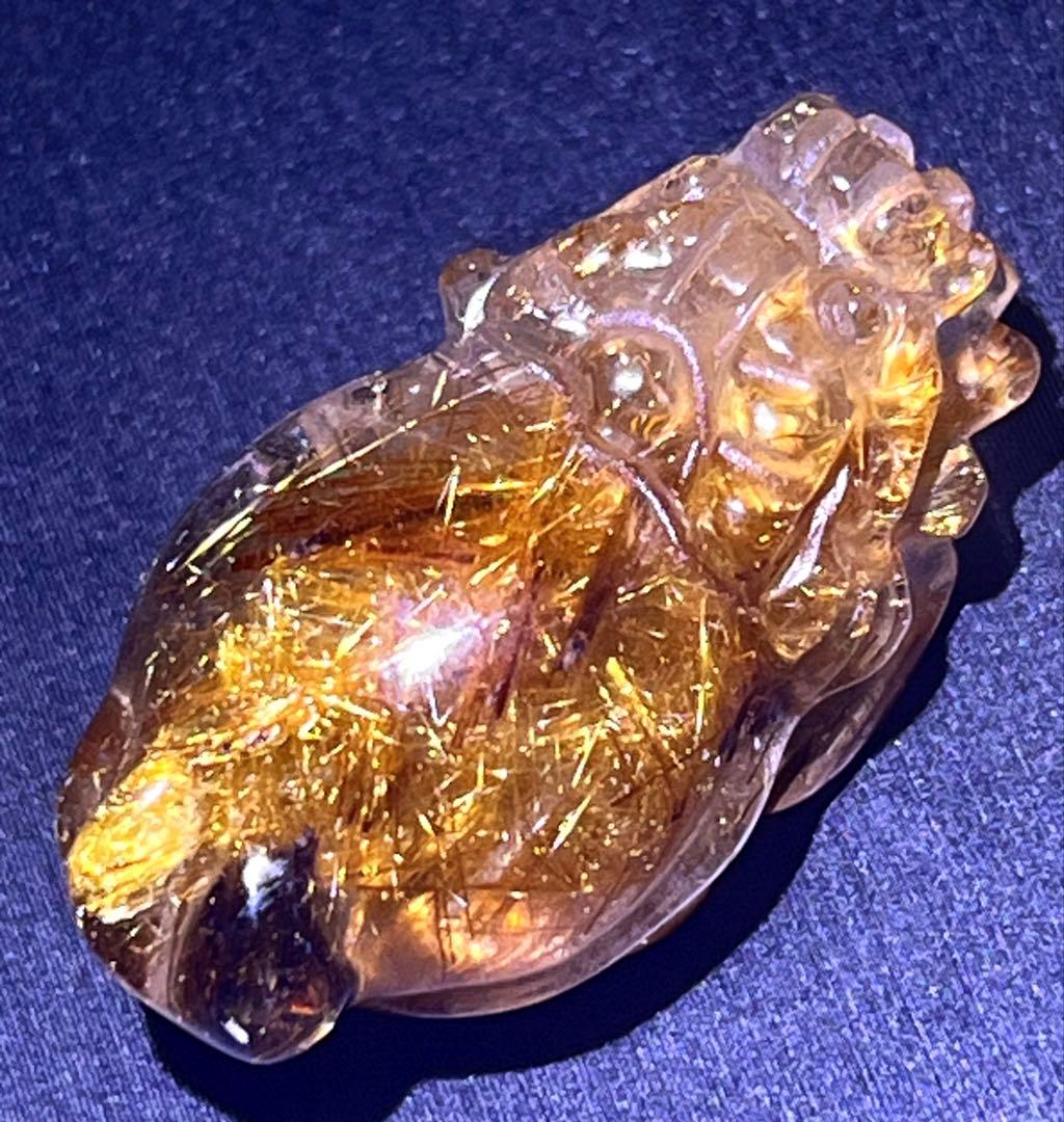 ルチルクォーツ　ロングイ　天然石　開運　招財　龍亀　タイチンルチル