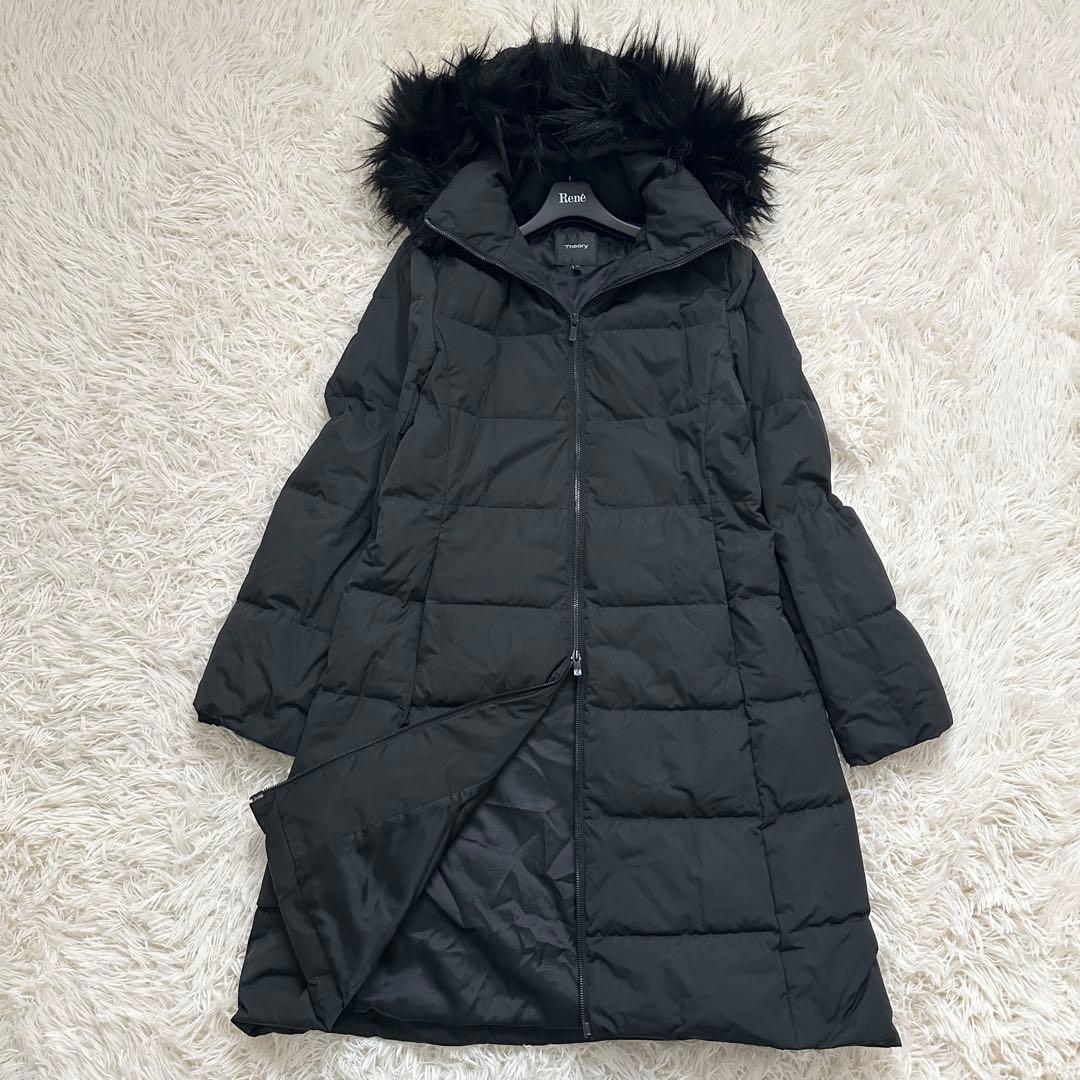 美品✨️セオリー 3wayロングダウンコート フード ファー 黒 S