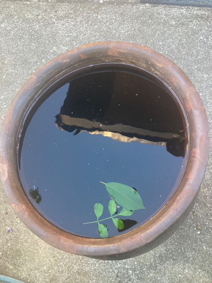 古民家。昭和レトロ。陶器製水鉢 。鉢カバー。和風庭園。ダークブラウン60㎝。