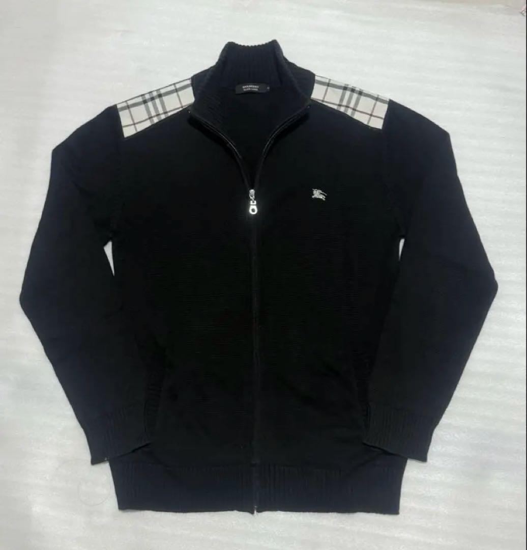 バーバリー　サイズ3 ブラックニット ジップアップ セーター ノバチェック
