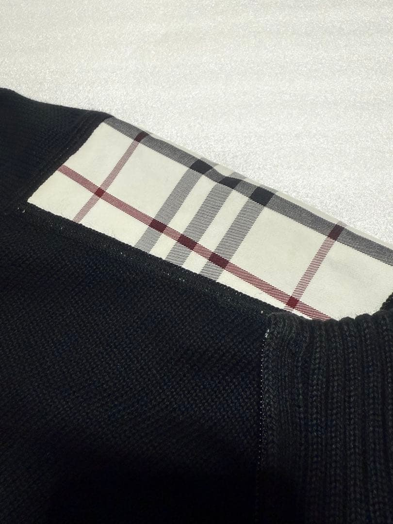 バーバリー　サイズ3 ブラックニット ジップアップ セーター ノバチェック