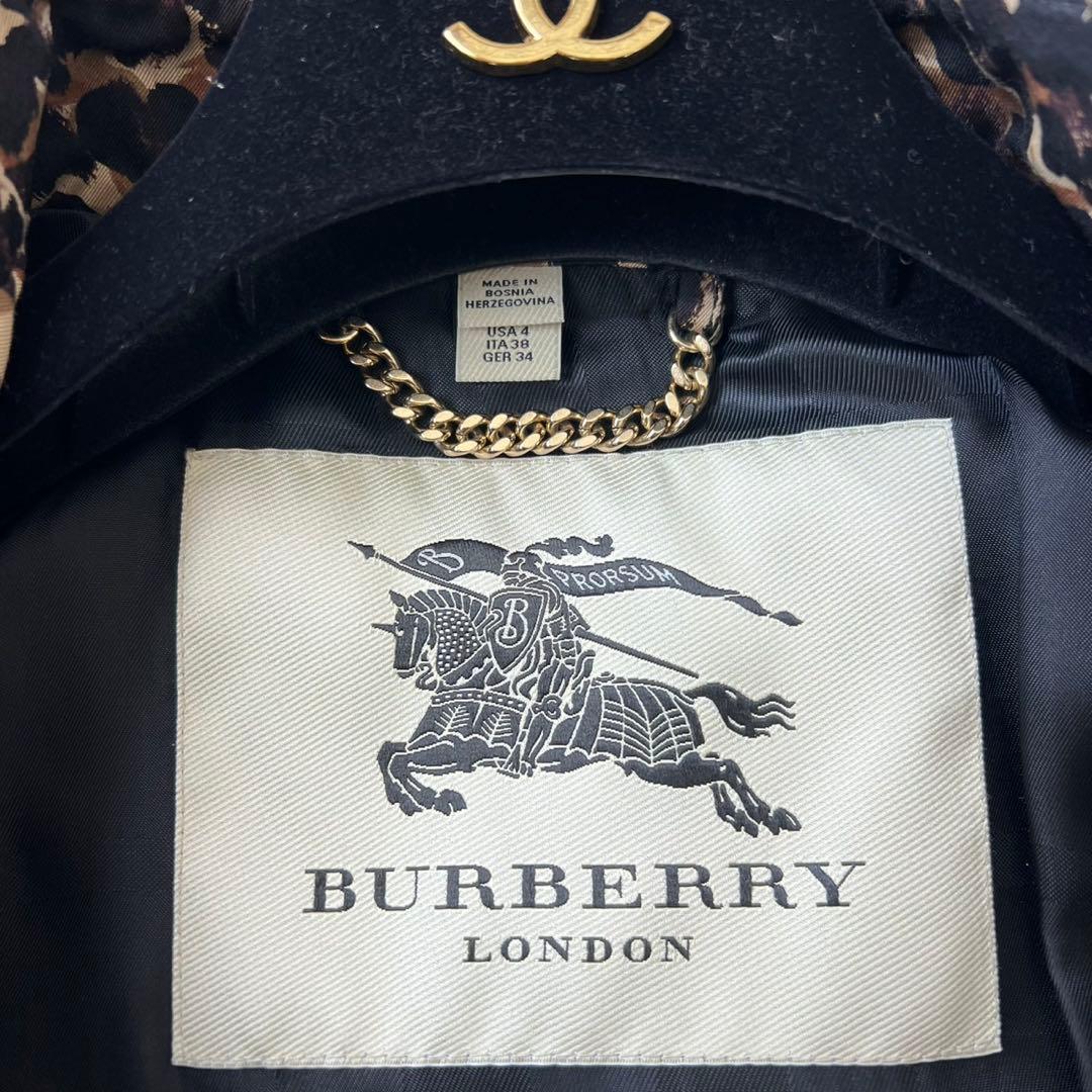 希少　バーバリーロンドン　シャドーチェック　トレンチコート ベルト　レオパード