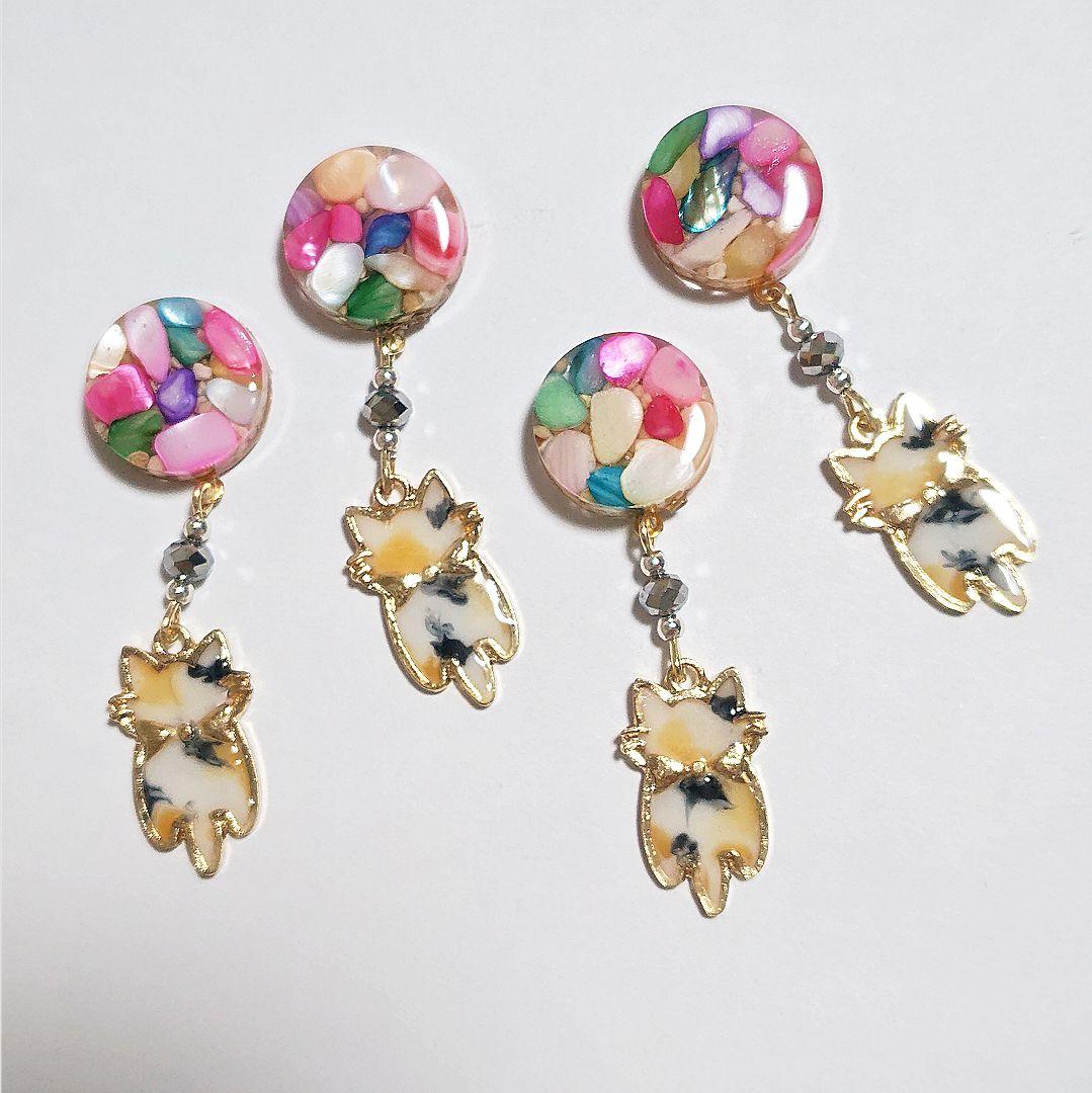 【969】細石と子猫のピアス／イヤリング